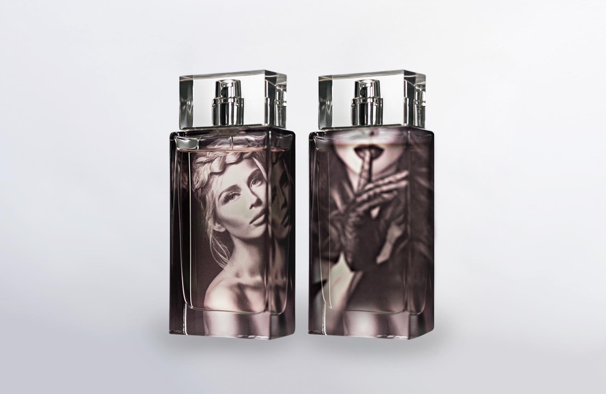 Perfume bottles decorated with digital print