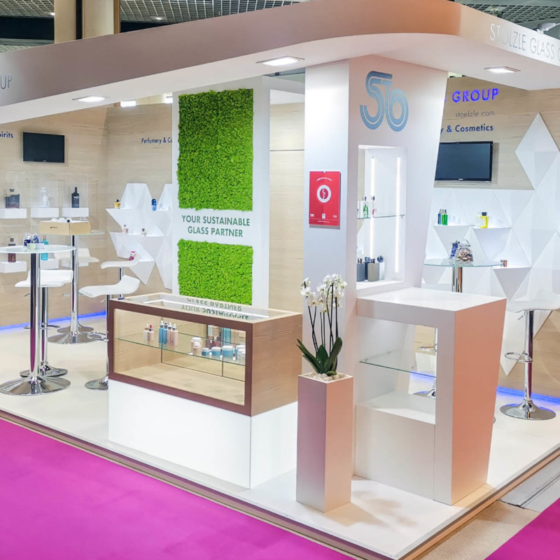 Exhibition booth at Luxe Pack Monaco in 2019