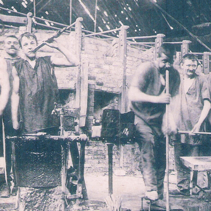 Historic picture of glass worker from 1909