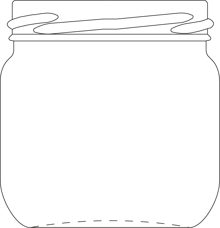 Technical drawing of round jar 180 ml - article number 61158
