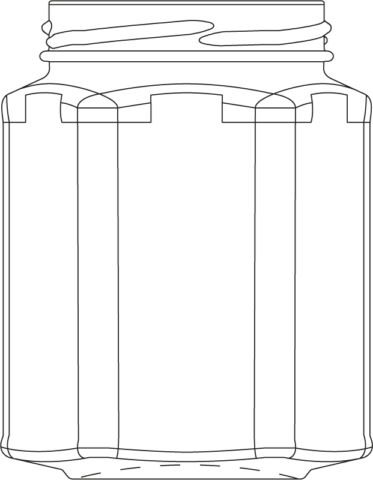 Technical drawing of hexagonal jar 3000 ml - article number 61164