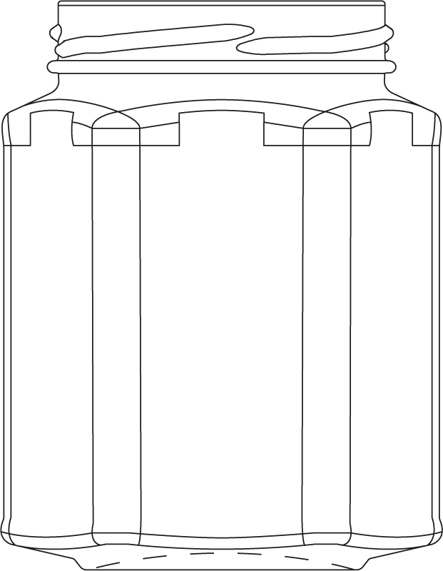 Technical drawing of hexagonal jar 3000 ml - article number 61164