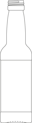 Technical drawing of narrow neck bottle 100 ml - article number 74305