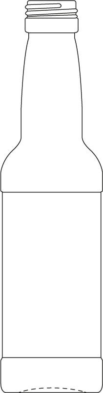 Technical drawing of narrow neck bottle 100 ml - article number 74305