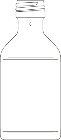 Technical drawing of mini bottle 20 ml - article number 74405