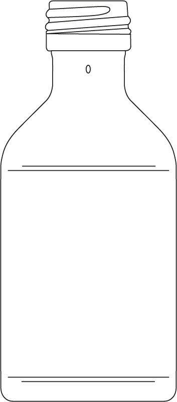 Technical drawing of mini bottle 20 ml - article number 74405