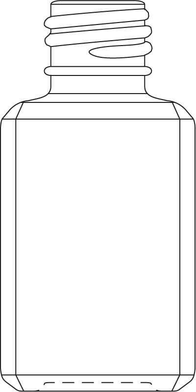 Technical drawing of mini bottle 10 ml - article number 74429