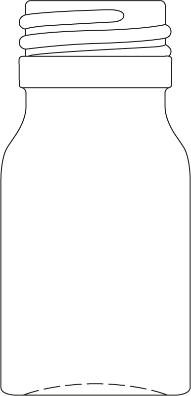 Technical drawing of mini bottle 30 ml - article number 74568