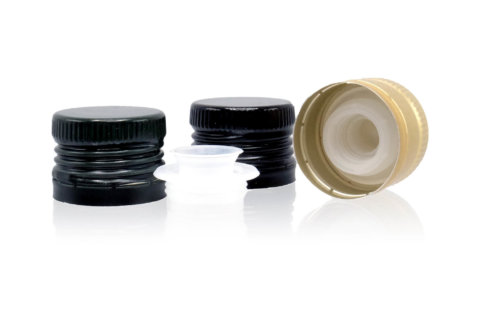 Selection of plastic screw caps with insiders and pourer