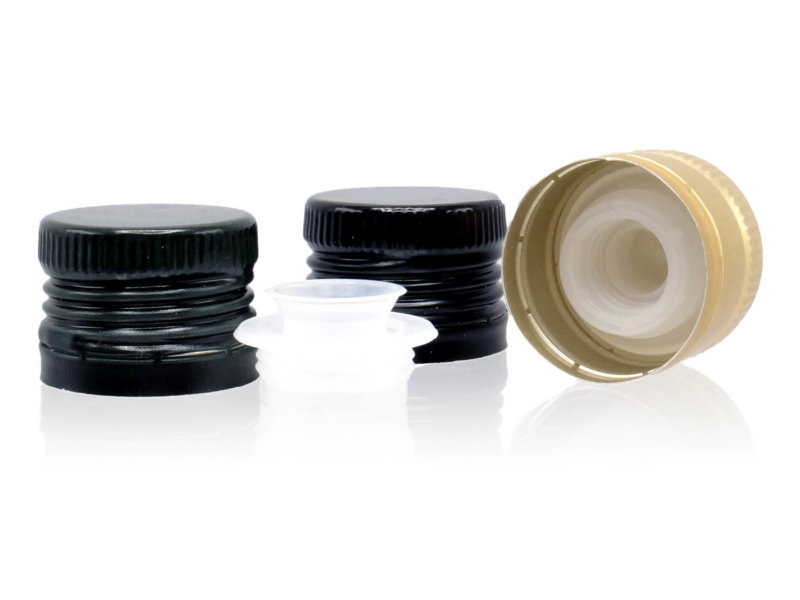 Selection of plastic screw caps with insiders and pourer
