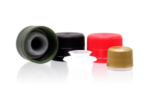 Selection of plastic screw caps with insiders and pourer