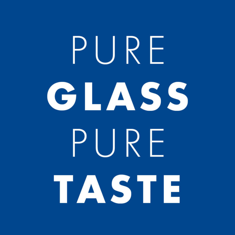 logo for food packaging named pure glass, pure taste