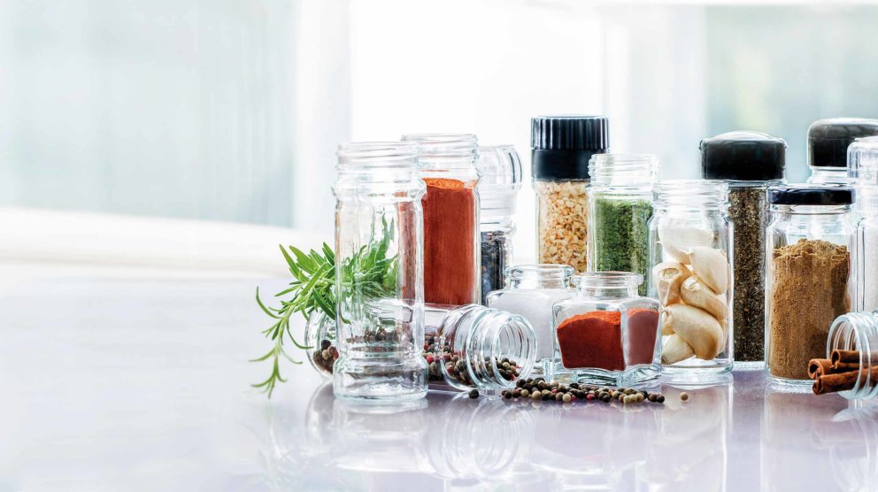 Selection of filled spice jars