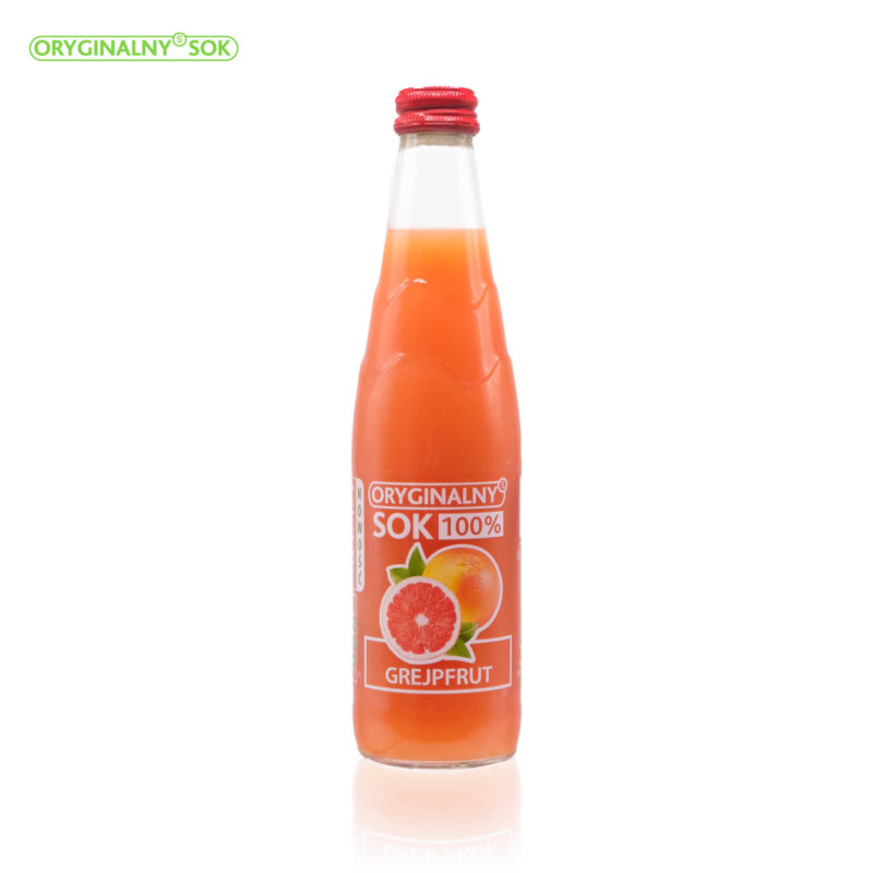 350 ml bottle filled wih grapefruit juice