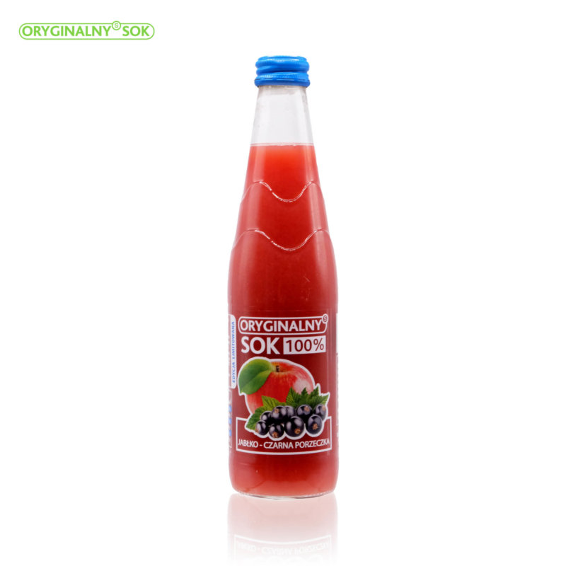 350 ml bottle filled wih apple, blueberry juice