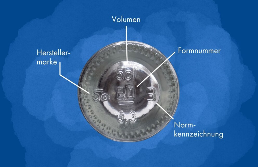Flaschenkennzeichnung am Boden von Glasflaschen