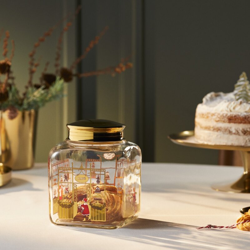 Biscuit Jar Holmegaard on a table