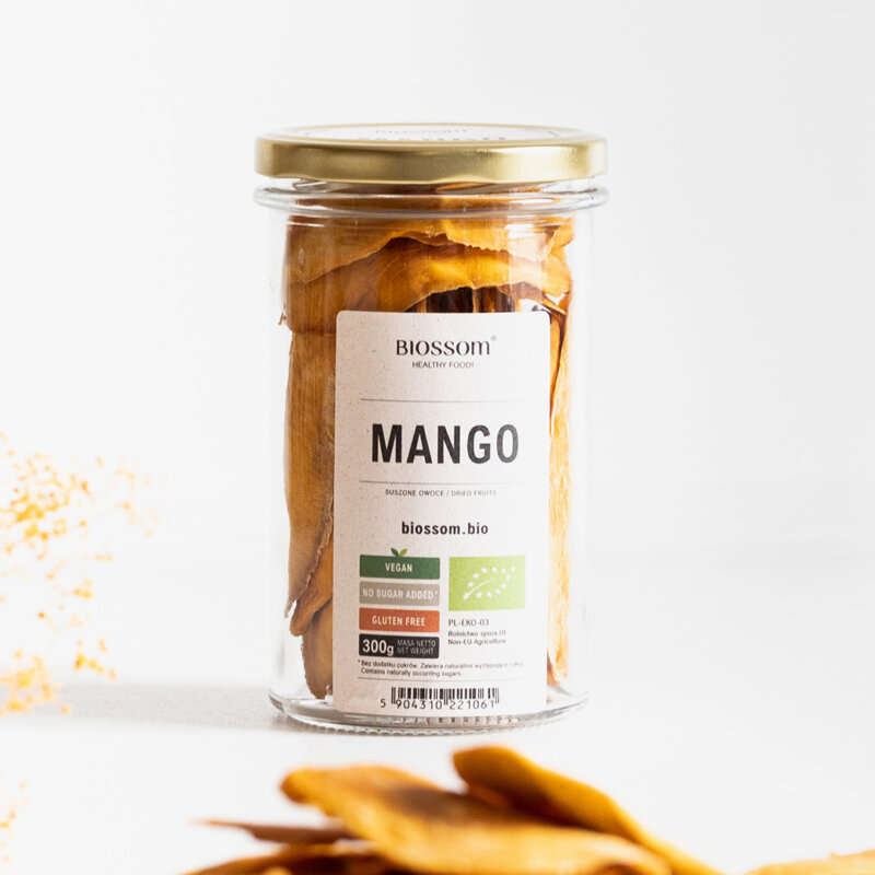 dried mango in glass jar