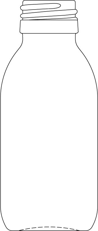 Technical drawing of syrup bottle 115 ml - article number 69036