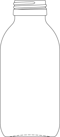 Technical drawing of syrup bottle 250 ml - article number 69121