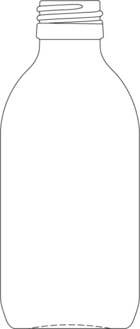 Technical drawing of syrup bottle 200 ml - article number 69122