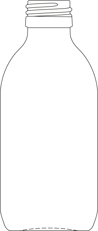 Technical drawing of syrup bottle 200 ml - article number 69122