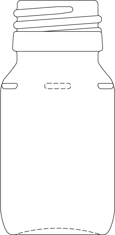 Technical drawing of pill bottle 30 ml - article number 69179