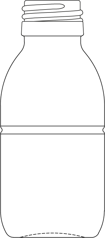 Technical drawing of syrup bottle 100 / 60 ml - article number 72434