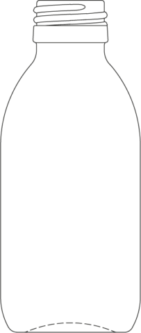 Technical drawing of syrup bottle 150 ml - article number 72434