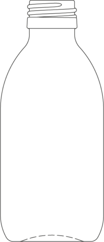 Technical drawing of syrup bottle 200 ml - article number 72434