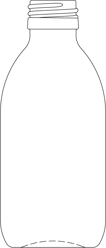 Technical drawing of syrup bottle 200 ml - article number 72434