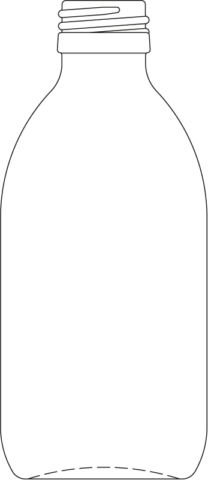 Technical drawing of syrup bottle 250 ml - article number 72434