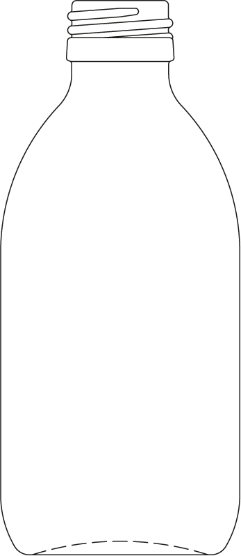 Technical drawing of syrup bottle 250 ml - article number 72434