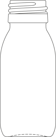 Technical drawing of syrup bottle 60 ml - article number 72434