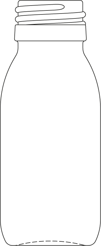 Technical drawing of syrup bottle 60 ml - article number 72434