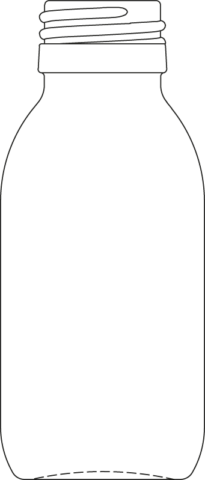 Technical drawing of syrup bottle 90 ml - article number 72434