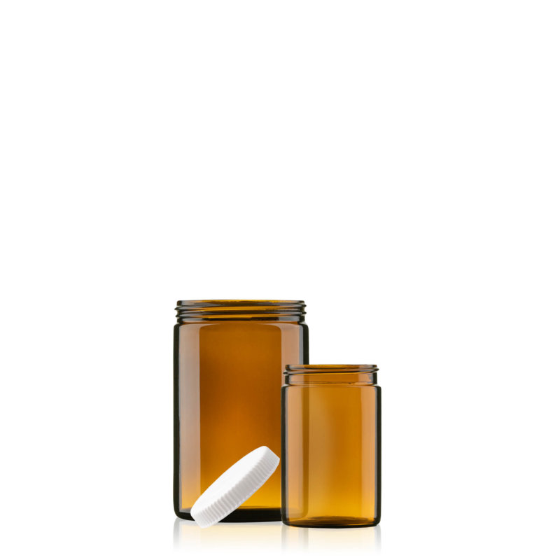 Picture showing amber ointment jars in different sizes