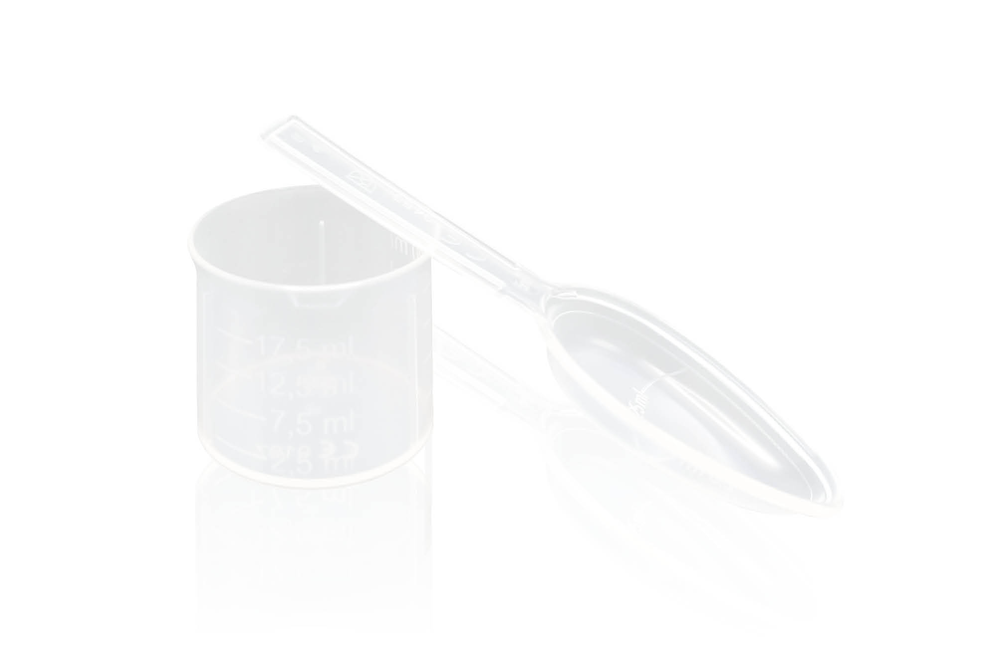 White measuring spoon with cup