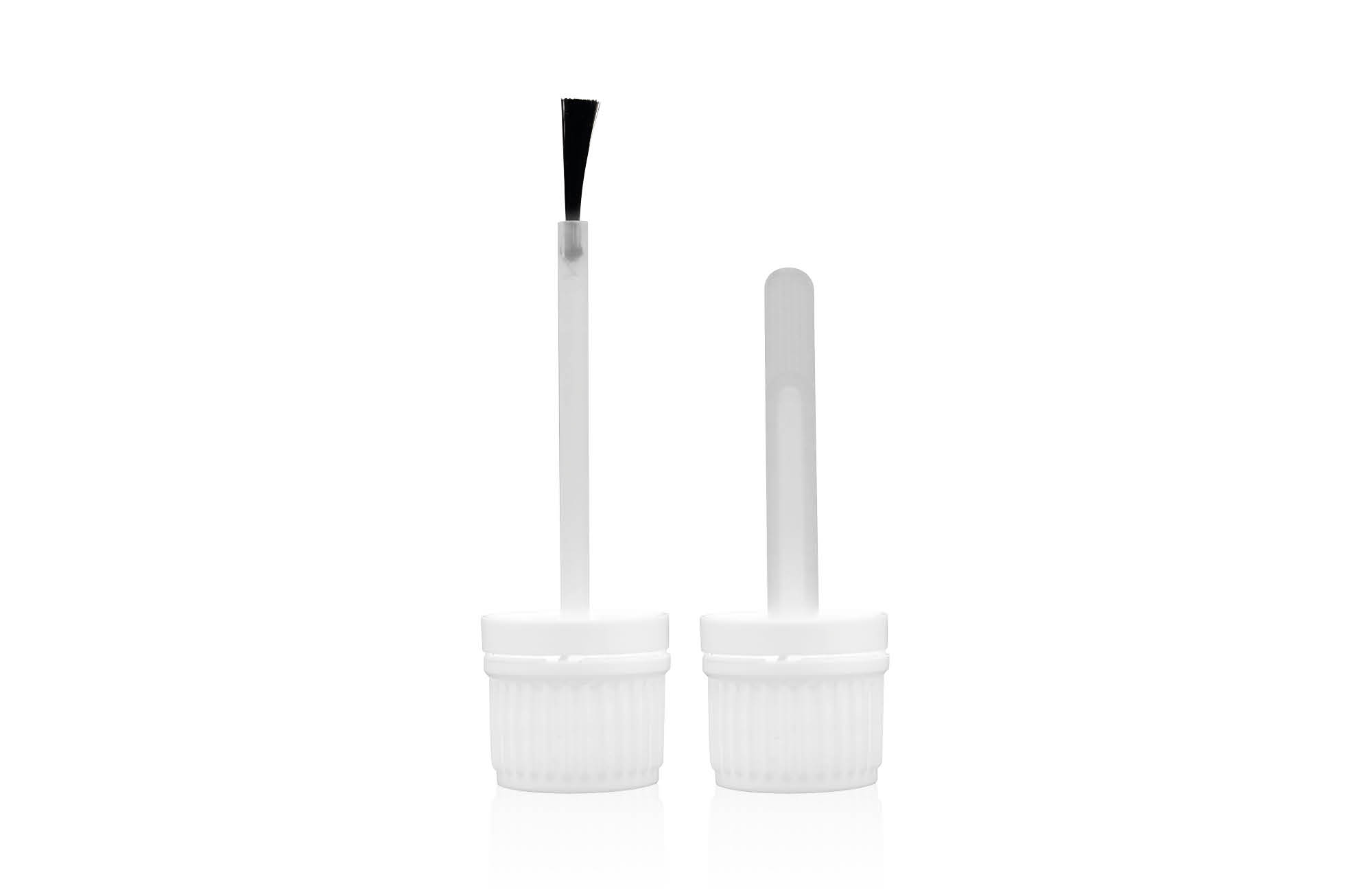 White screw cap closure with spatula and brusha