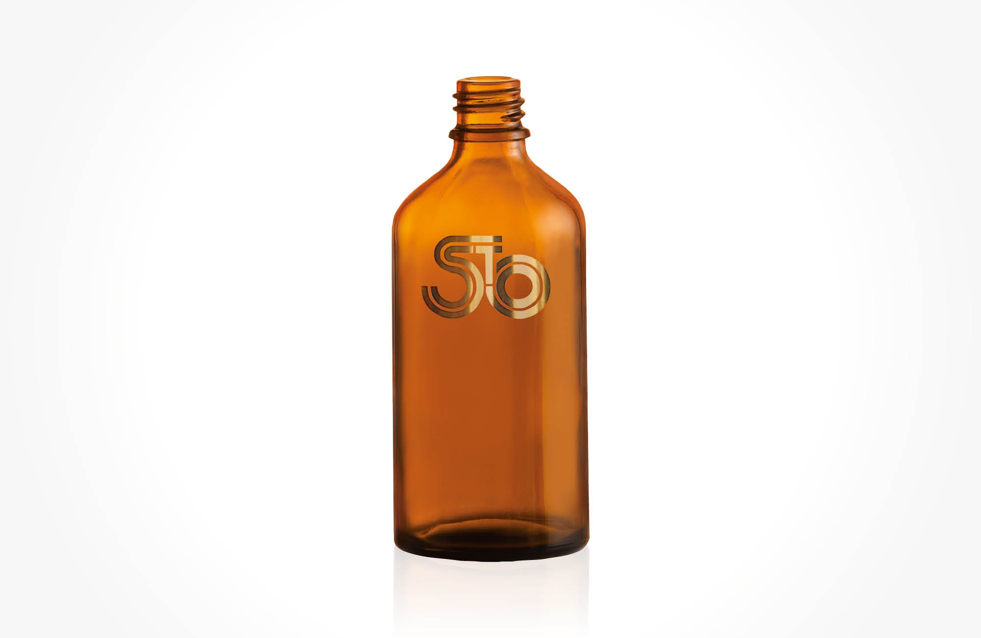 Amber glass bottle with printed Logo
