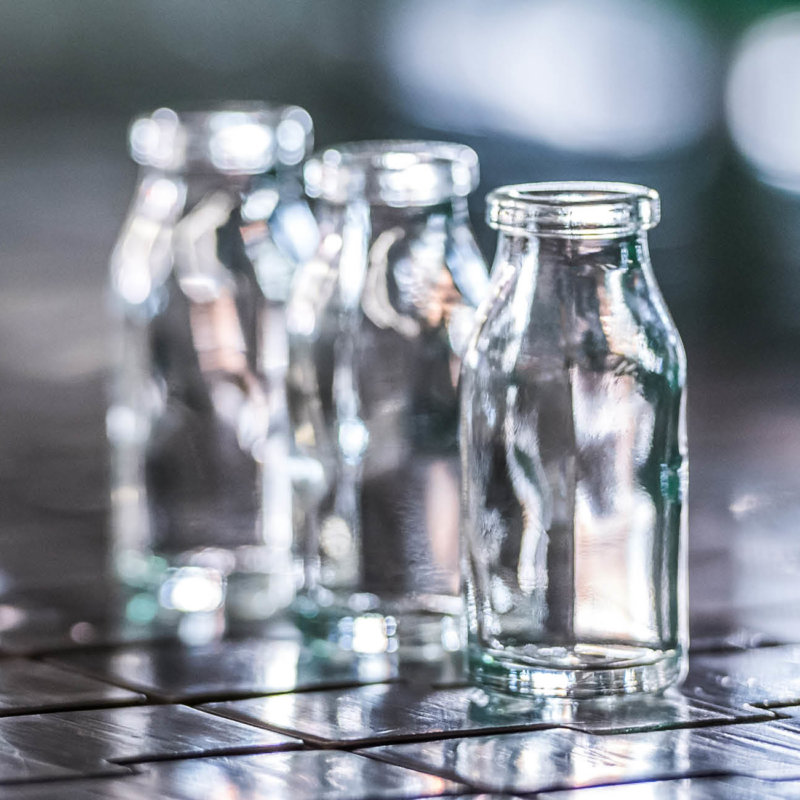 Flint glass containers in the production