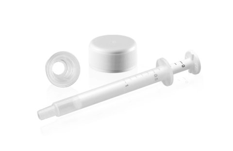 White syringe adaptor with graduation