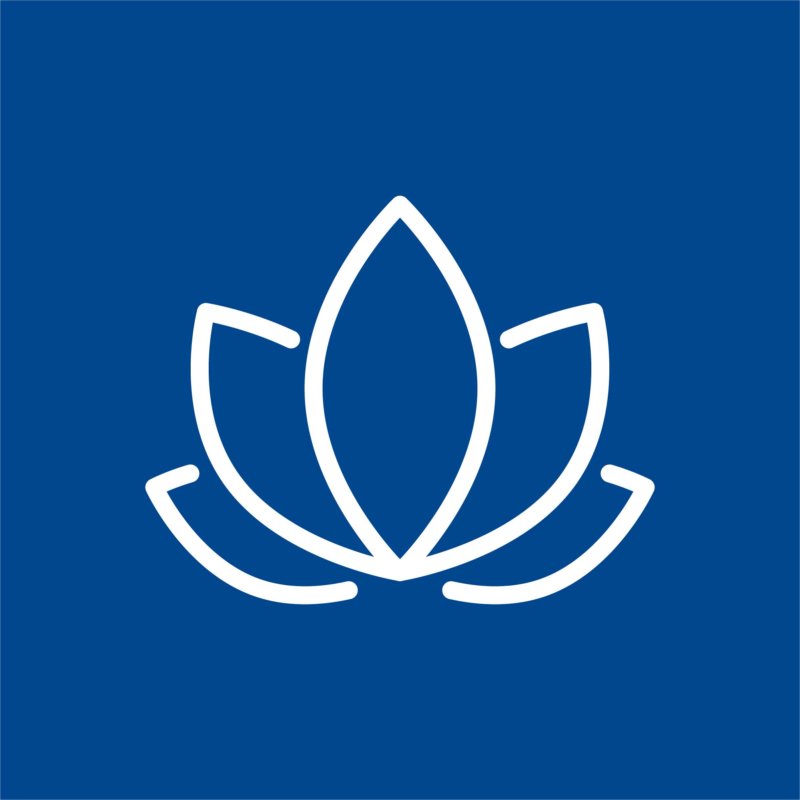Blue background with a white graphic for well being products