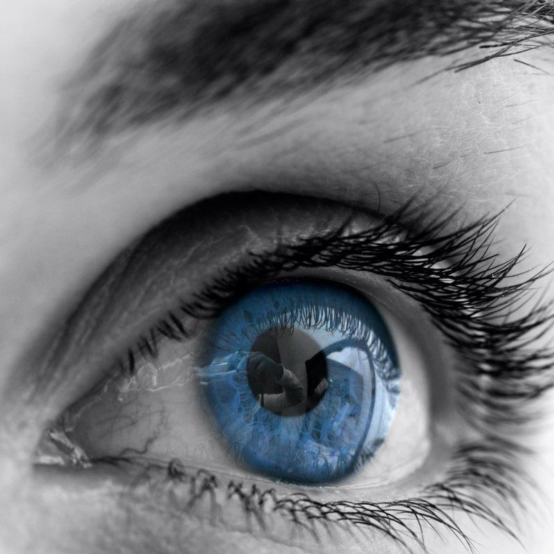 Eye with blue iris