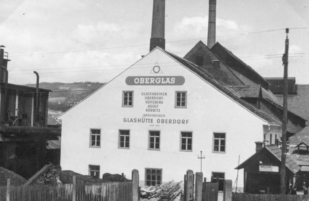 Historic picture showing the glass factory Stoelzle Oberglas formerly Glashuette Oberdorf