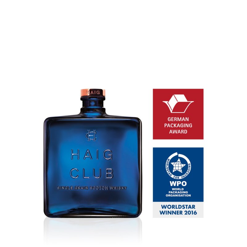 Awarded Stoelzle bottle Haigh Club with winners logo