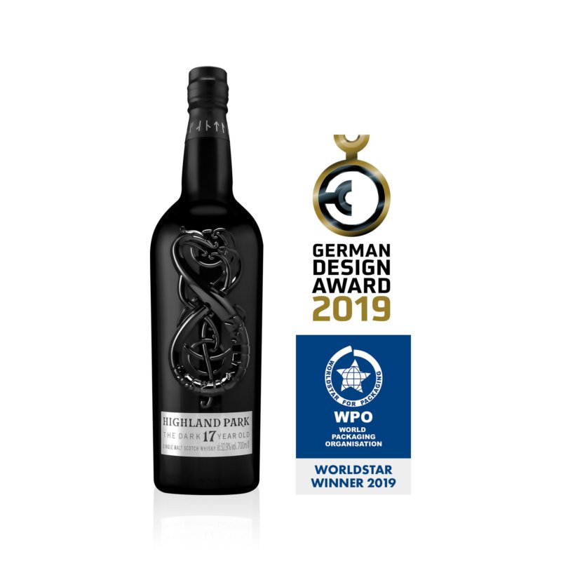 Awarded Stoelzle bottle Highland Park with winners logo