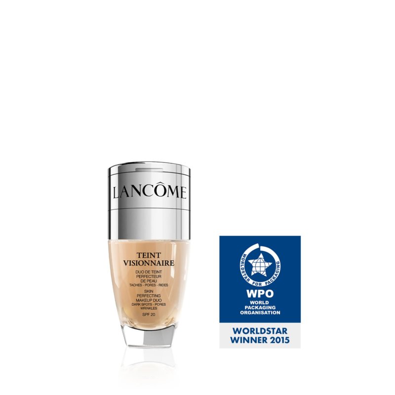 Awarded Stoelzle bottle Lancome Teint Visionnaire with winners logo
