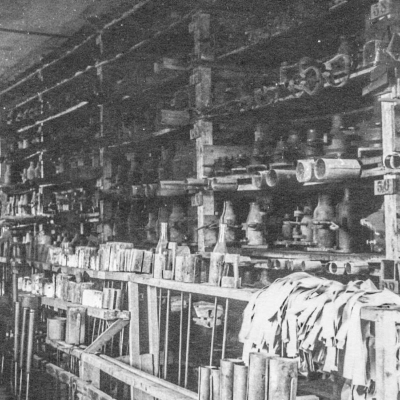 Historic picture of Stoelzle Plant in Austria - storing of tools