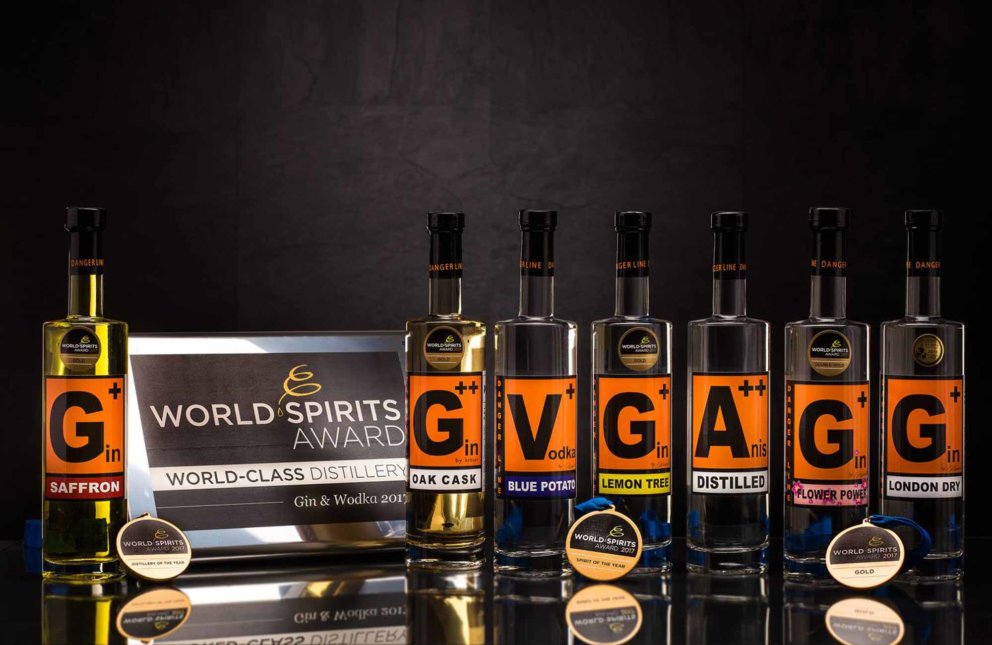 Gin bottles from the company Krauss winning the World Spiits Awrads